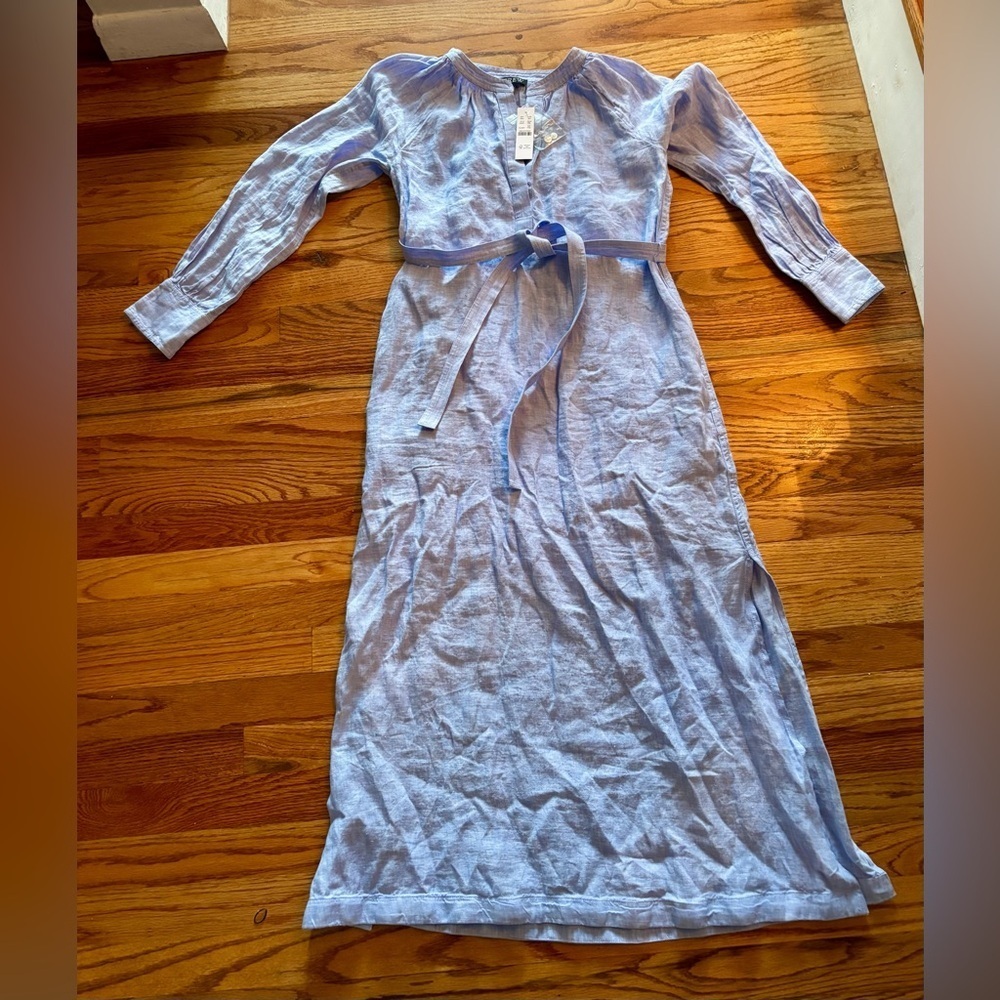 NWT - J. Crew Sky Blue Cabana Linen Dress - XSP